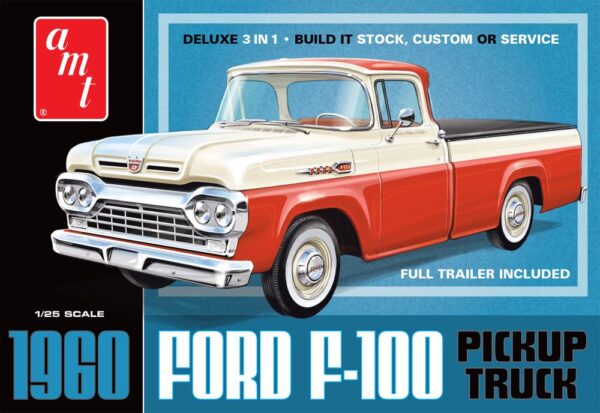 AMT 1/25 Scale 1960 Ford F100 Pickup Truck 3’n1 w/Trailer AMT1407