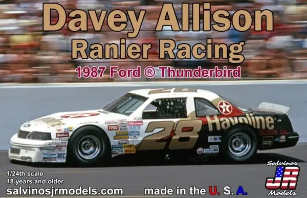 Salvinos JR 1/24 Ranier Racing Davey Allison #28 Havoline 1987 Ford Thunderbird Race Car